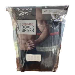 Reebok 4 Pack Men's Stretch Performance Boxer Briefs- Speedwick- Comfort 2XL